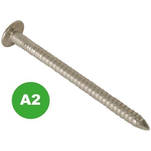 A2 Stainless Steel Annular Ring Shank Cladding Nails 50  1kg (appx  442nails in a bag) - Timberfocus